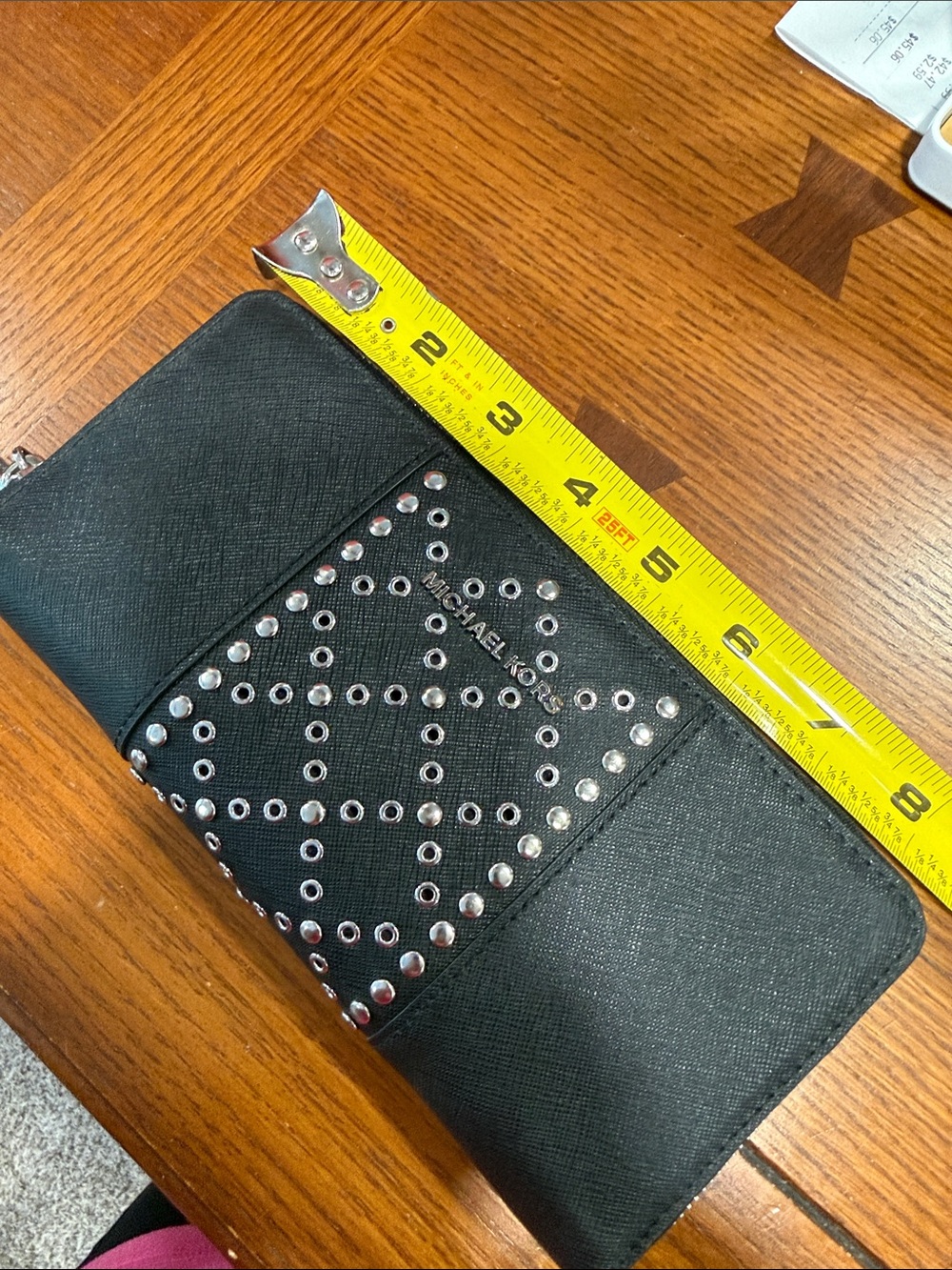 Michael Kors Black Studded Zip-Around Wallet